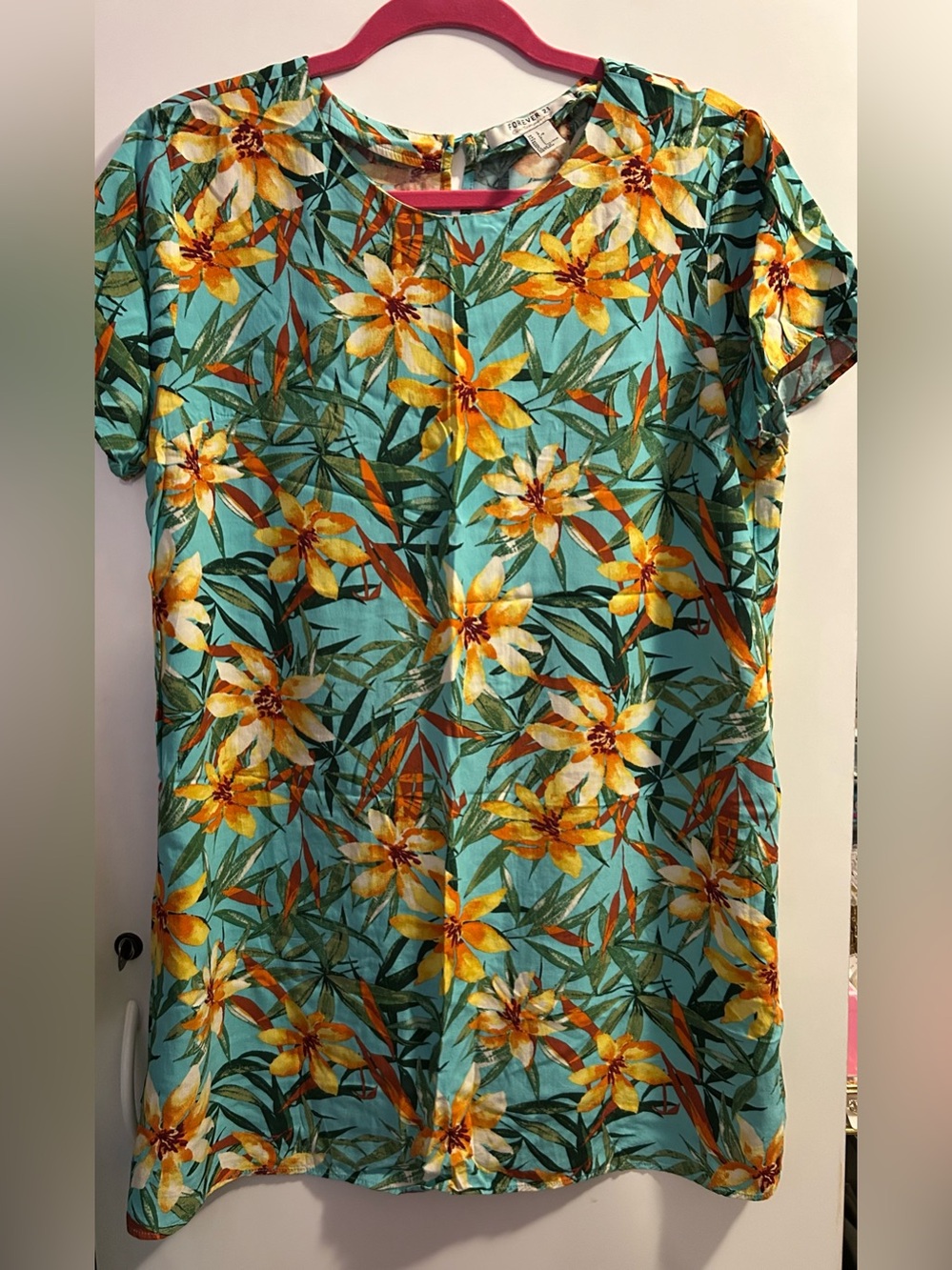 Hawaiian tropical floral mini dress